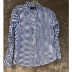 Ralph Lauren Black Label Blue and White Striped Button Down Shirt